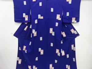 色紙に草花模様　小紋着物